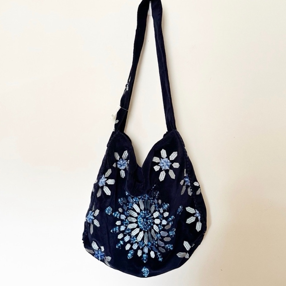 Free People Embroidered Velvet Valera Tote Bag NWOT - Picture 9 of 9